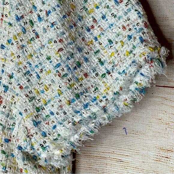 Alex Marie Confetti Metallic Sequined Luxury Quality Dress - WHITE BLUE YELLOW - Picture 3 of 7